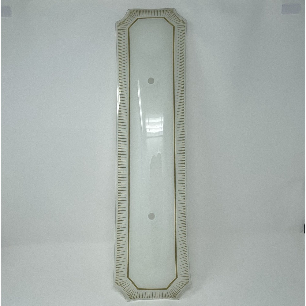 1960s MCM 23" Bathroom Vanity Wall Glass Fixture - COVER only - White Gold Trim
